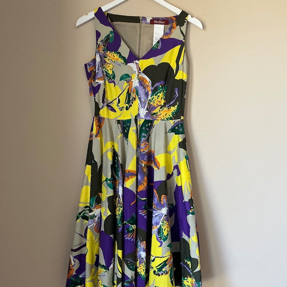 Max Mara Studio Floral Midi Dress( Size: 6)